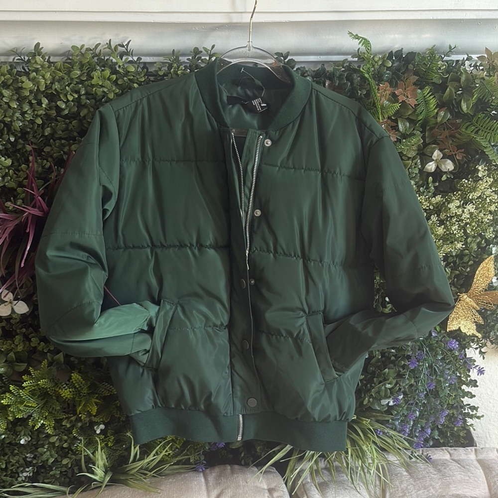 Forever 21 Dark Green Puffer Jacket